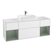V&B Waschtischunterschrank Wandbeleuchtung Finion 160cm, Pl w m, Rg Ol m Lac, glo wh. Lac