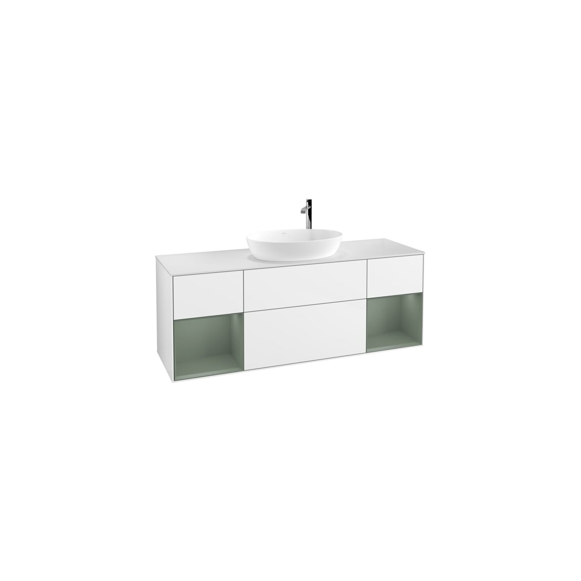 V&B Waschtischunterschrank Wandbeleuchtung Finion 160cm, Pl w m, Rg Ol m Lac, glo wh. Lac ; Villeroy & Boch