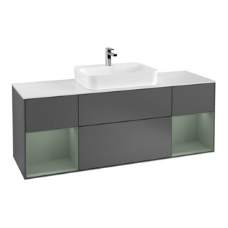 V&B Waschtischunterschrank Wandbeleuchtung Finion 160cm, Pl w m, Rg Oli. m Lac, Anthrac. m