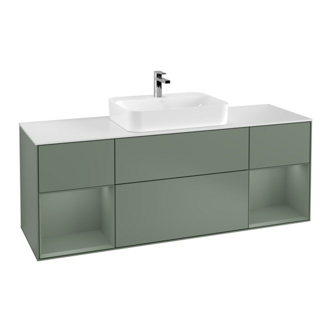 V&B Waschtischunterschrank Wandbeleuchtung Finion 160cm, Pl w m, Rg Oli. m Lac, Oli. m Lac