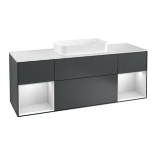 V&B Waschtischunterschrank Wandbeleuchtung Finion 160cm, Pl w m, Rg w m Lac, md bl. m Lac