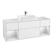 V&B Waschtischunterschrank Wandbeleuchtung Finion 160cm, Pl w m, Rg wh. m Lac, glo wh. Lac