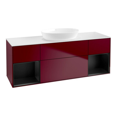 V&B Waschtischunterschrank Wandbeleuchtung Finion 160cm, Pl wh. m, Reg bla m Lac, Peo m