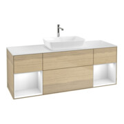V&B Waschtischunterschrank Wandbeleuchtung Finion 160cm, Pl wh. m, Reg glo wh. Lac, Oa ven