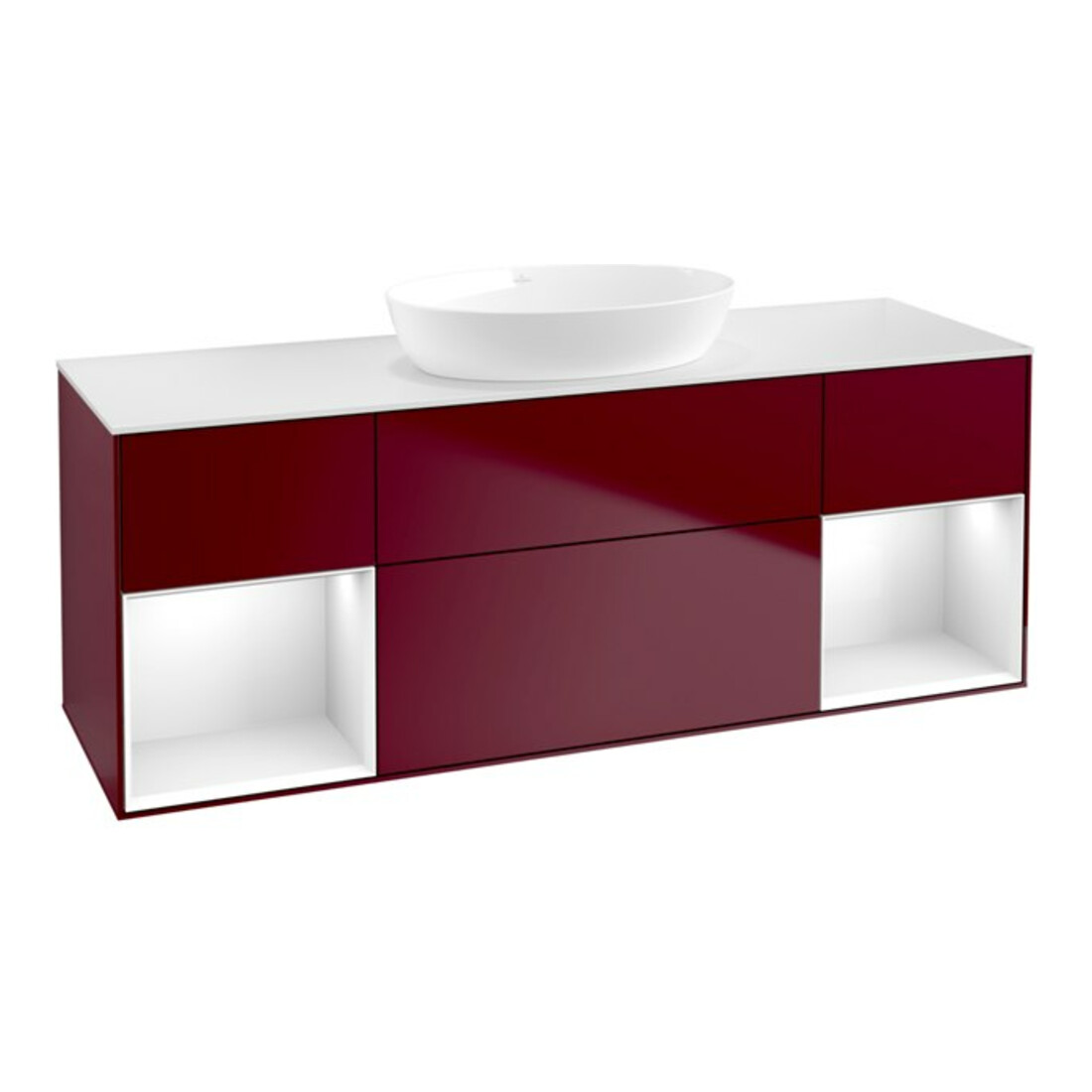 V&B Waschtischunterschrank Wandbeleuchtung Finion 160cm, Pl wh. m, Reg glo wh. Lac, Peo m