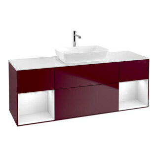 V&B Waschtischunterschrank Wandbeleuchtung Finion 160cm, Pl wh. m, Reg glo wh. Lac, Peo m