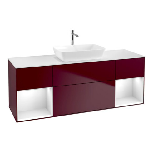 V&B Waschtischunterschrank Wandbeleuchtung Finion 160cm, Pl wh. m, Reg glo wh. Lac, Peo m