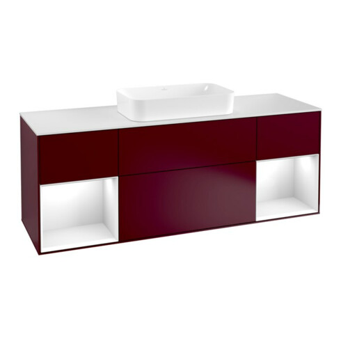 V&B Waschtischunterschrank Wandbeleuchtung Finion 160cm, Pl wh. m, Reg glo wh. Lac, Peo m