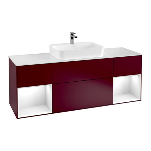 V&B Waschtischunterschrank Wandbeleuchtung Finion 160cm, Pl wh. m, Reg glo wh. Lac, Peo m