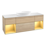 V&B Waschtischunterschrank Wandbeleuchtung Finion 160cm, Pl wh. m, Reg gol m Lac, Oa ven