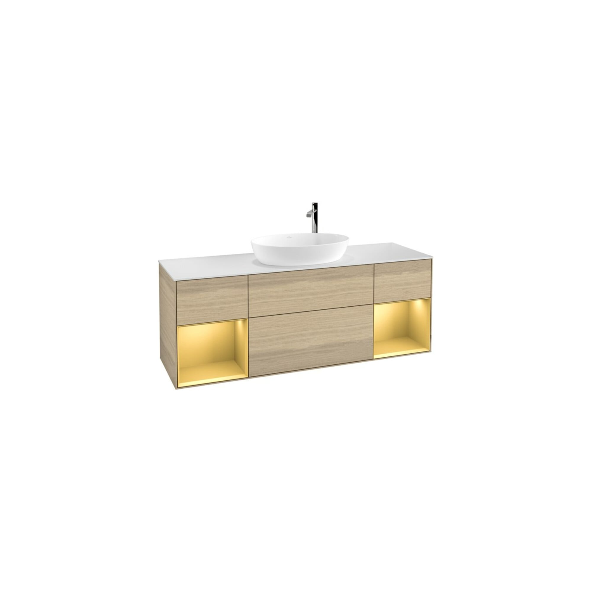 V&B Waschtischunterschrank Wandbeleuchtung Finion 160cm, Pl wh. m, Reg gol m Lac, Oa ven ; Villeroy & Boch