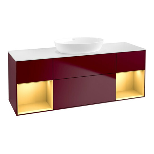 V&B Waschtischunterschrank Wandbeleuchtung Finion 160cm, Pl wh. m, Reg gol m Lac, Peo m