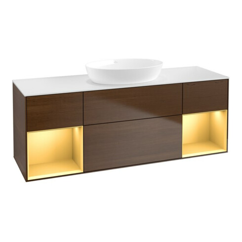 V&B Waschtischunterschrank Wandbeleuchtung Finion 160cm, Pl wh. m, Reg gol m Lac, wal ven
