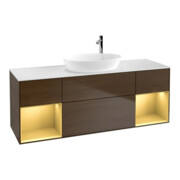 V&B Waschtischunterschrank Wandbeleuchtung Finion 160cm, Pl wh. m, Reg gol m Lac, wal ven