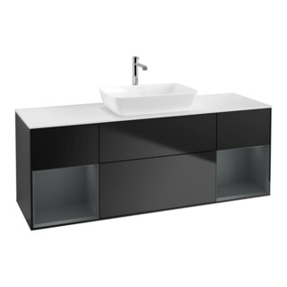 V&B Waschtischunterschrank Wandbeleuchtung Finion 160cm, Pl wh. m, Reg md m Lac, bla m Lac