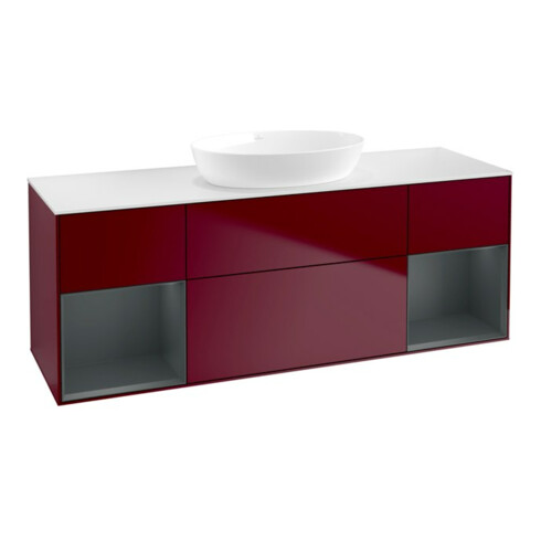 V&B Waschtischunterschrank Wandbeleuchtung Finion 160cm, Pl wh. m, Reg md m Lac, Peo m