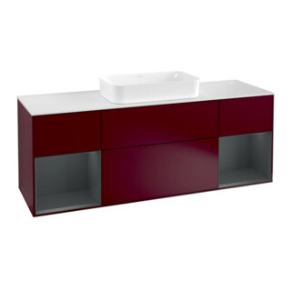 V&B Waschtischunterschrank Wandbeleuchtung Finion 160cm, Pl wh. m, Reg md m Lac, Peo m