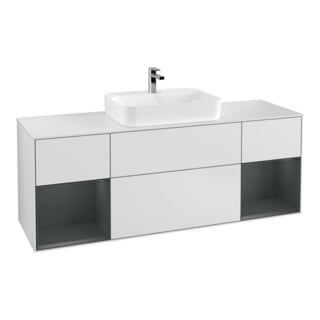 V&B Waschtischunterschrank Wandbeleuchtung Finion 160cm, Pl wh. m, Reg md m Lac, wh. m Lac