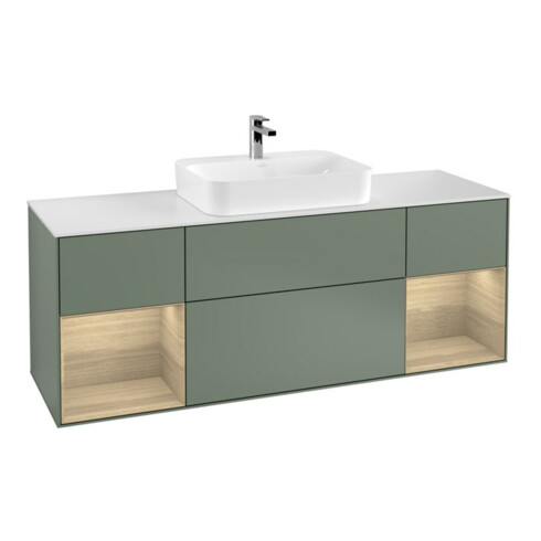 V&B Waschtischunterschrank Wandbeleuchtung Finion 160cm, Pl wh. m, Reg Oa ven, Oli. m Lac