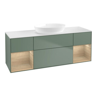 V&B Waschtischunterschrank Wandbeleuchtung Finion 160cm, Pl wh. m, Reg Oa ven, Oli. m Lac