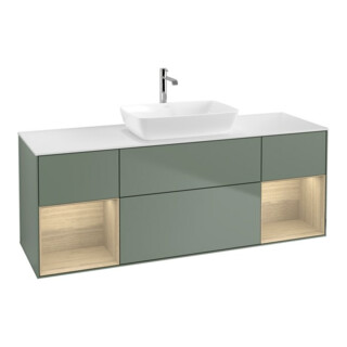 V&B Waschtischunterschrank Wandbeleuchtung Finion 160cm, Pl wh. m, Reg Oa ven, Oli. m Lac