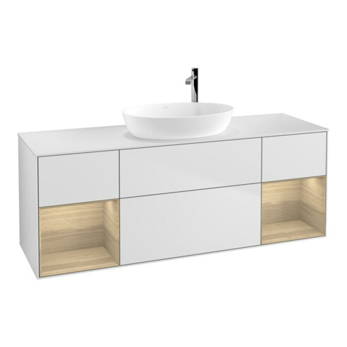 V&B Waschtischunterschrank Wandbeleuchtung Finion 160cm, Pl wh. m, Reg Oa ven, wh. m Lac