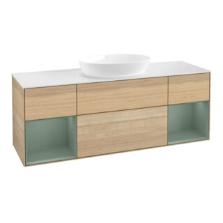 V&B Waschtischunterschrank Wandbeleuchtung Finion 160cm, Pl wh. m, Reg Oli. m Lac, Oa ven
