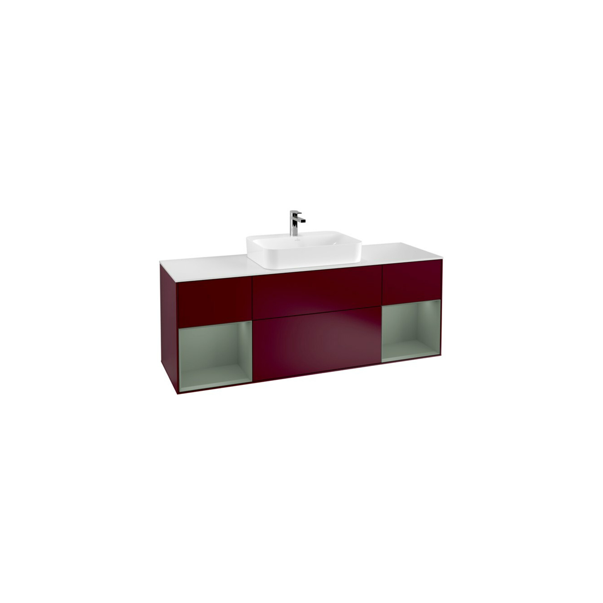 V&B Waschtischunterschrank Wandbeleuchtung Finion 160cm, Pl wh. m, Reg Oli. m Lac, Peo m ; Villeroy & Boch