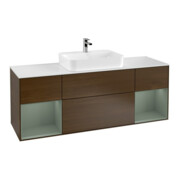 V&B Waschtischunterschrank Wandbeleuchtung Finion 160cm, Pl wh. m, Reg Oli. m Lac, wal ven