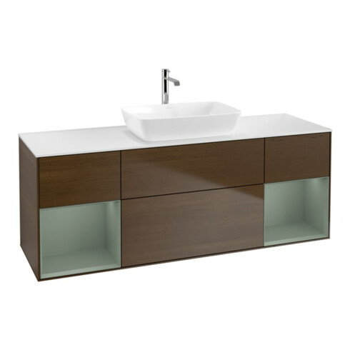 V&B Waschtischunterschrank Wandbeleuchtung Finion 160cm, Pl wh. m, Reg Oli. m Lac, wal ven