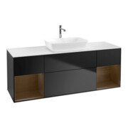 V&B Waschtischunterschrank Wandbeleuchtung Finion 160cm, Pl wh. m, Reg wal ven, bla m Lac