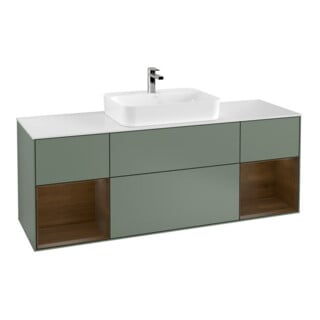 V&B Waschtischunterschrank Wandbeleuchtung Finion 160cm, Pl wh. m, Reg wal ven, Oli. m Lac