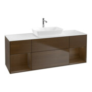 V&B Waschtischunterschrank Wandbeleuchtung Finion 160cm, Pl wh. m, Reg wal ven, wal ven