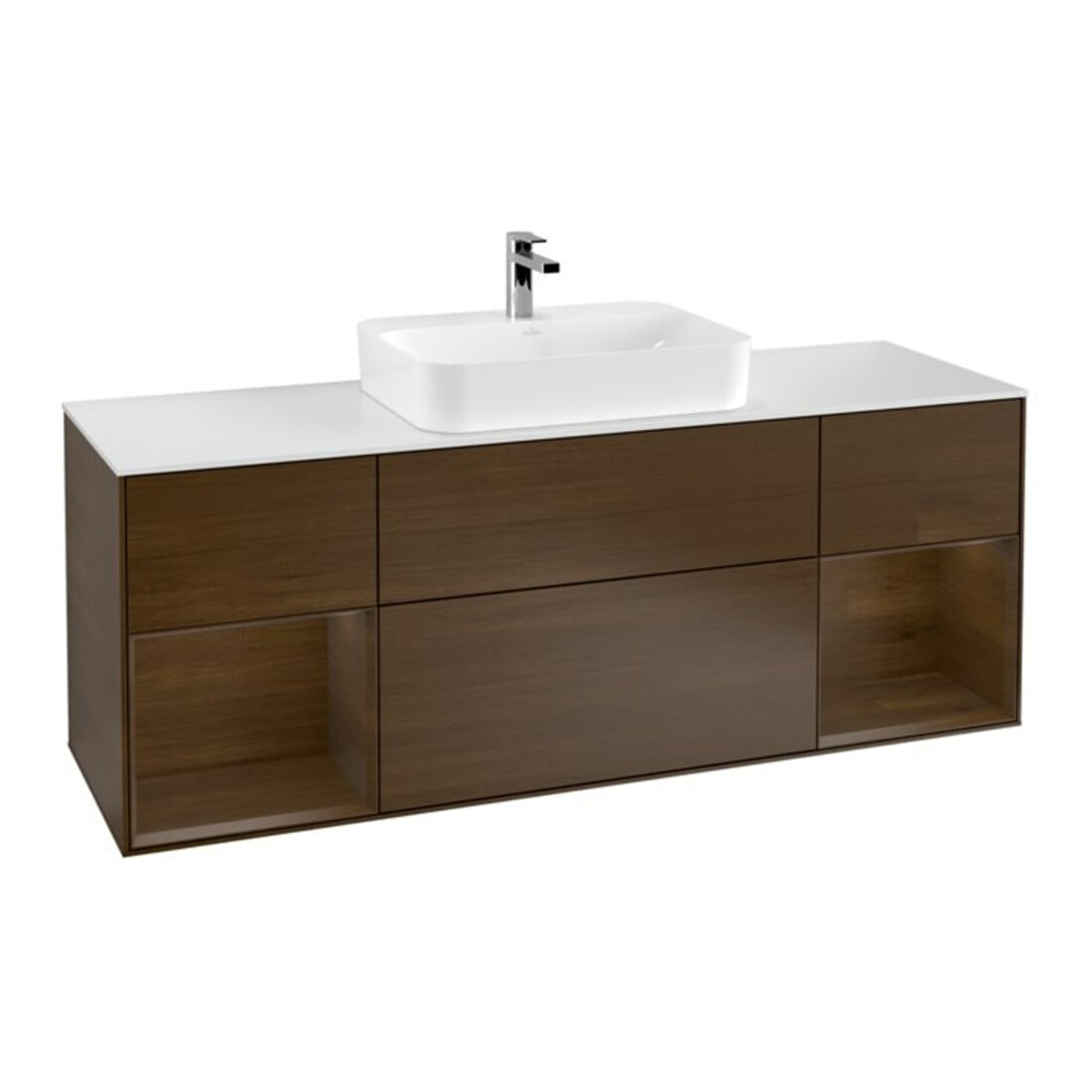 V&B Waschtischunterschrank Wandbeleuchtung Finion 160cm, Pl wh. m, Reg wal ven, wal ven