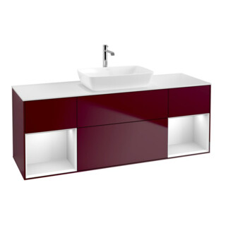 V&B Waschtischunterschrank Wandbeleuchtung Finion 160cm, Pl wh. m, Reg wh. m Lac, Peo m