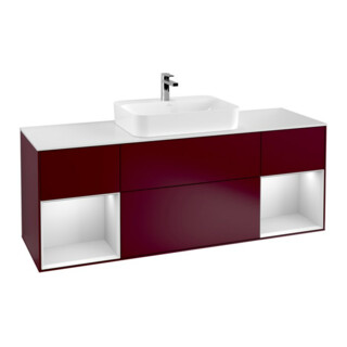 V&B Waschtischunterschrank Wandbeleuchtung Finion 160cm, Pl wh. m, Reg wh. m Lac, Peo m