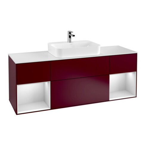 V&B Waschtischunterschrank Wandbeleuchtung Finion 160cm, Pl wh. m, Reg wh. m Lac, Peo m