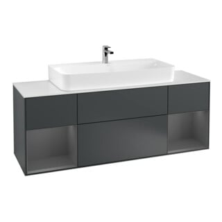 V&B Waschtischunterschrank Wandbeleuchtung Finion 160cm, Reg Anthrac. m Lac, md bl. m Lac