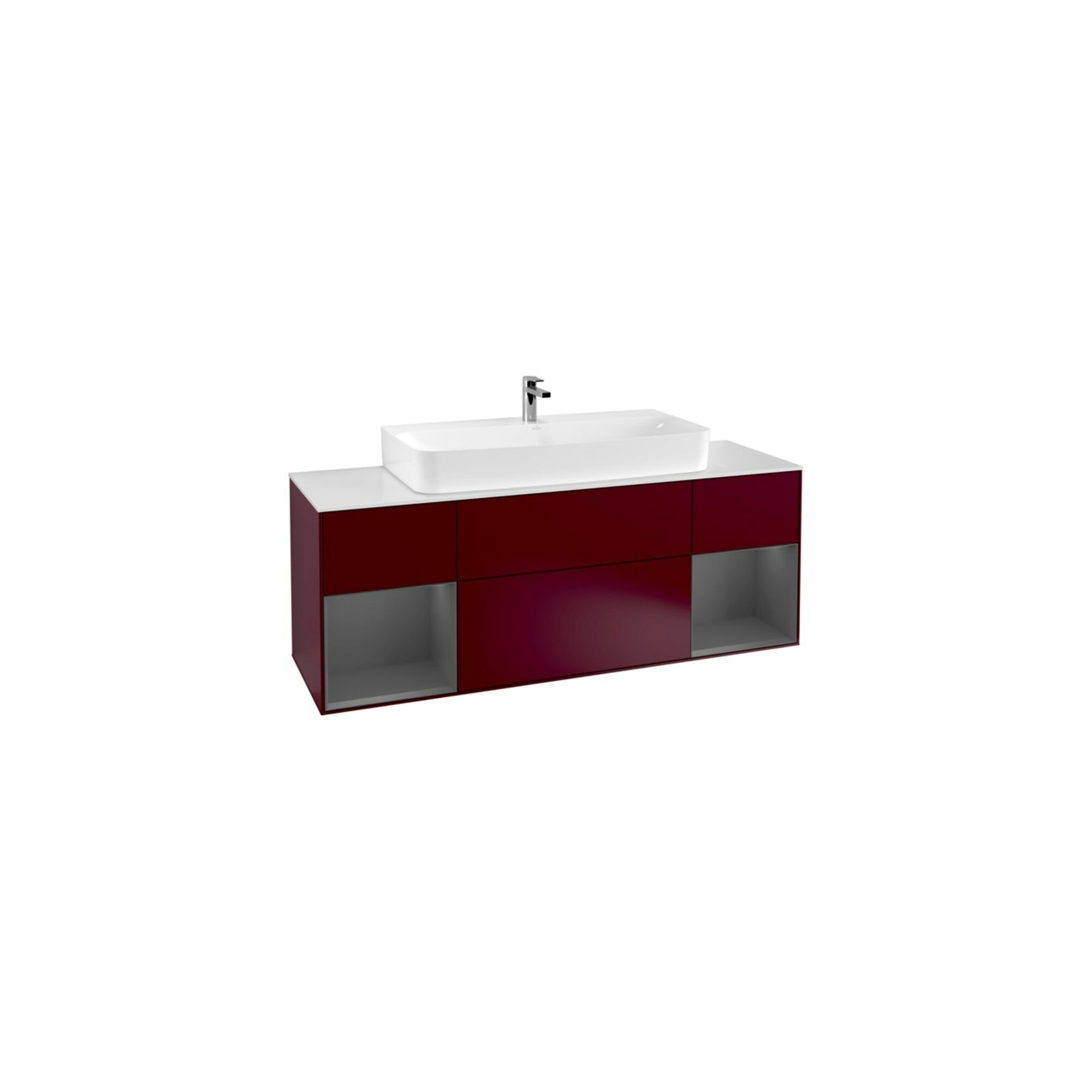 V&B Waschtischunterschrank Wandbeleuchtung Finion 160cm, Reg Anthrac. m Lac, Peony Matt ; Villeroy & Boch