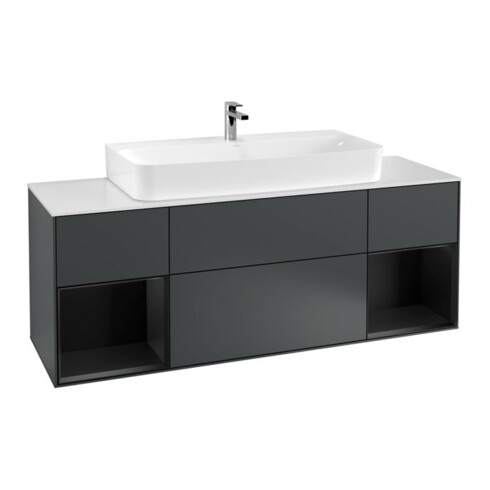V&B Waschtischunterschrank Wandbeleuchtung Finion 160cm, Reg bla m Lac, md bl. m Lacquer