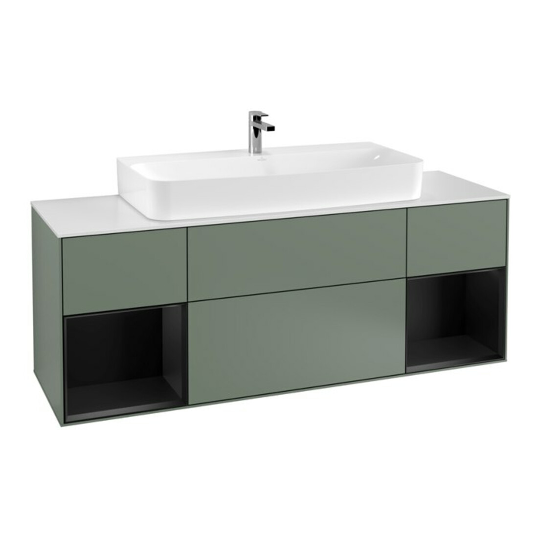 V&B Waschtischunterschrank Wandbeleuchtung Finion 160cm, Reg bla m Lac, Olive Matt Lacquer
