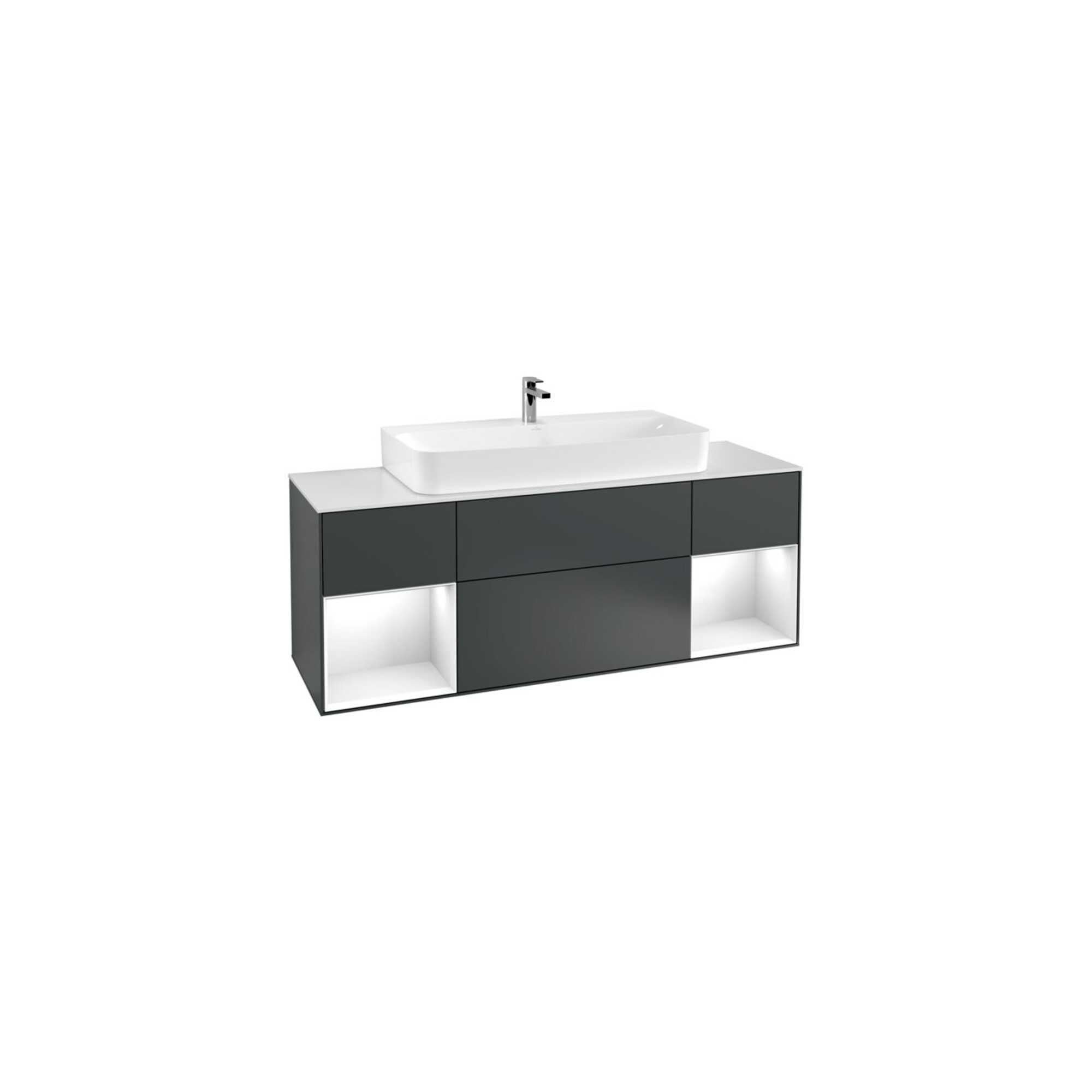 V&B Waschtischunterschrank Wandbeleuchtung Finion 160cm, Reg glo wh. Lac, md bl. m Lacquer ; Villeroy & Boch