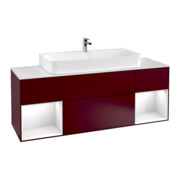 V&B Waschtischunterschrank Wandbeleuchtung Finion 160cm, Reg glo white lacquer, Peony Matt