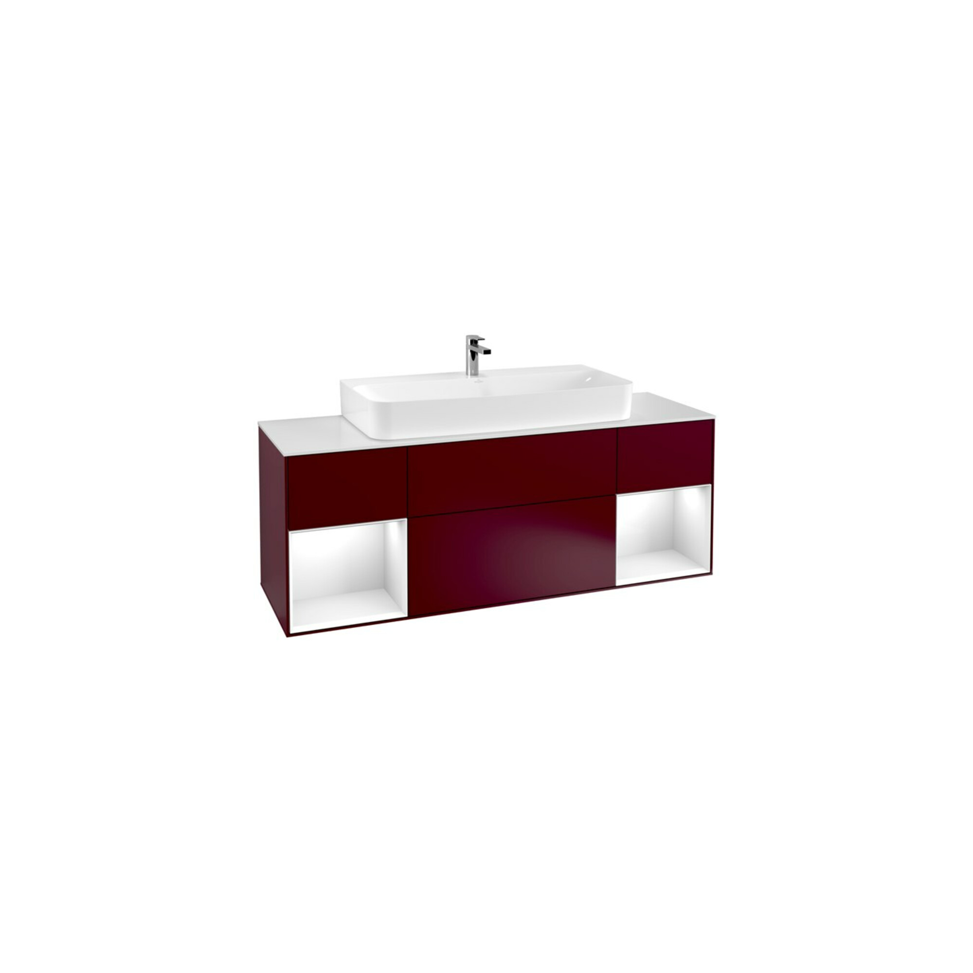 V&B Waschtischunterschrank Wandbeleuchtung Finion 160cm, Reg glo white lacquer, Peony Matt ; Villeroy & Boch