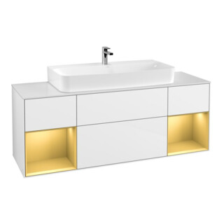 V&B Waschtischunterschrank Wandbeleuchtung Finion 160cm, Reg gol m Lac, glo white lacquer