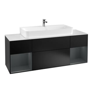 V&B Waschtischunterschrank Wandbeleuchtung Finion 160cm, Reg md m Lac, Black matt lacquer