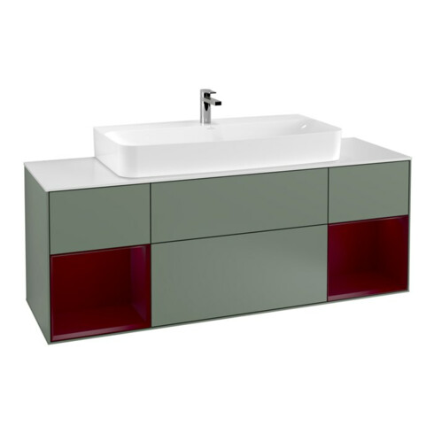 V&B Waschtischunterschrank Wandbeleuchtung Finion 160cm, Reg Peo m Lac, Olive Matt Lacquer