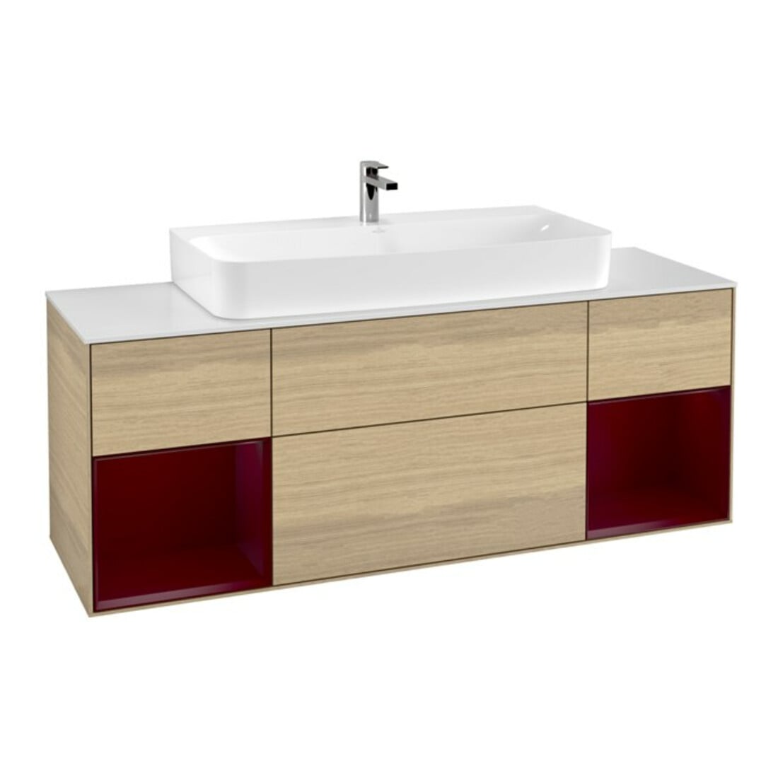 V&B Waschtischunterschrank Wandbeleuchtung Finion 160cm, Reg Peo matt lacquer, Oak Veneer