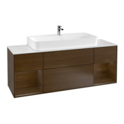 V&B Waschtischunterschrank Wandbeleuchtung Finion 160cm, Reg Walnut Veneer, Walnut veneer