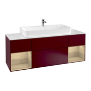 V&B Waschtischunterschrank Wandbeleuchtung Finion 160cm, Regal Oak Veneer, Peony Matt